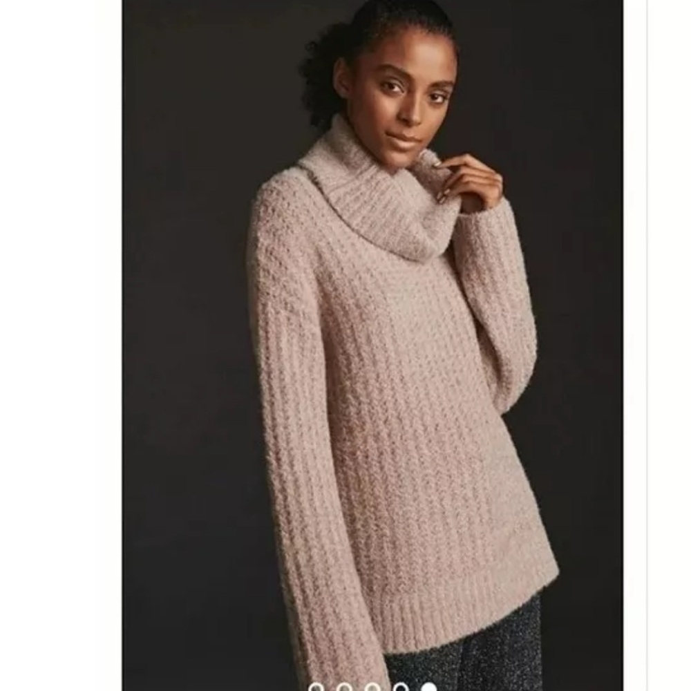 Cozy Beige Turtleneck Sweater - Picture 2 of 12